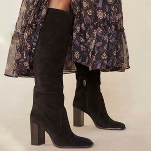 Dolce Vita | Nekita Slouchy Heeled Boots | Black Suede | Size 6